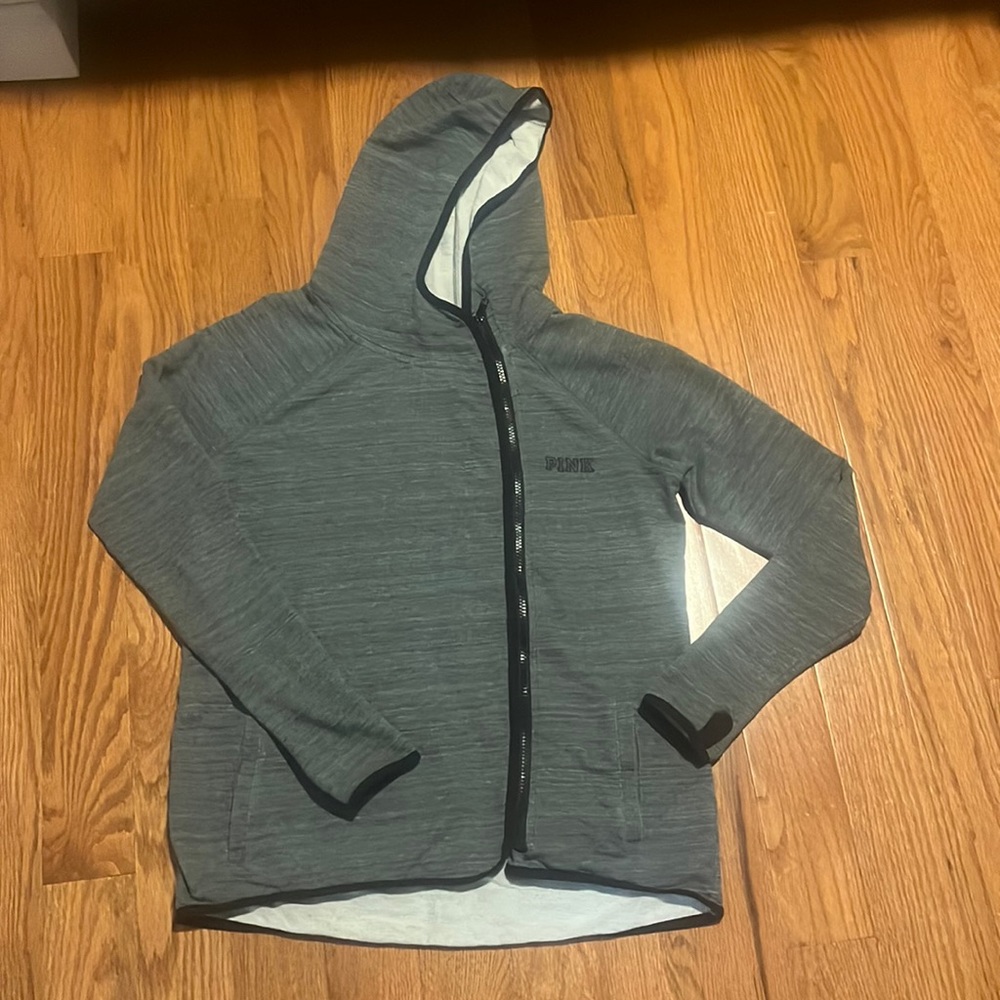 PINK hooded zip up sweatshirt size small